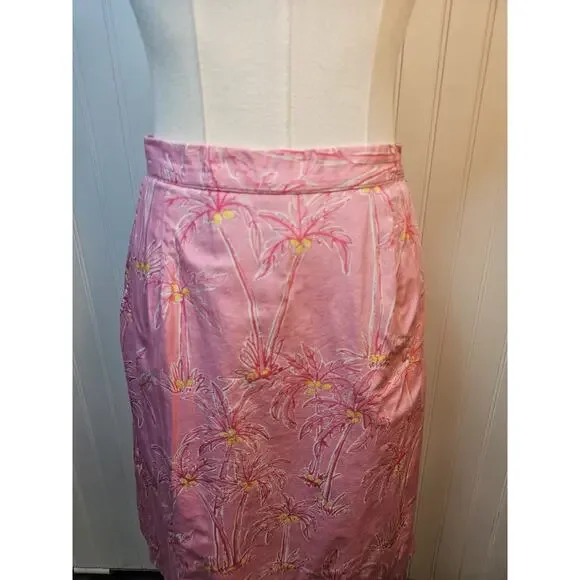 Lilly Pulitzer Vintage Pink Palm Tree Skirt Women's Size 6 Tropical Beach Resort - Picture 6 of 12